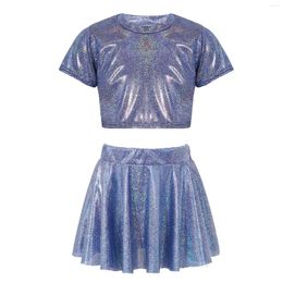 Clothing Sets Kids Shiny Dancewear Fashion Girls Glittering Children Ballet Outfit For Performance Hiphop Jazz Dance Costume Party Dressy