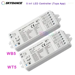 Controllers WT5 WiFi / WB5 Bluetooth-compatible RGB RGBW CCT Single Color 5 In1 LED Lights Controller RF Remote Tuya Control 12V 24V