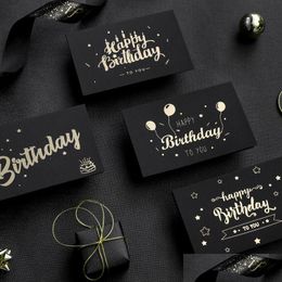 Greeting Cards Black Birthday Greeting Card Bronzing Invitations Postcard Wishes Blessing Mes Cards Small Blank With Envelope Drop Del Dhvwy