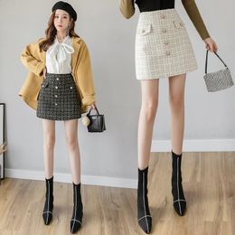 Ladies Small Fragrance Woolen Cloth Mini Skirt Women Clothes Woman Casual OL Skirts Girls Skirts Female Clothing BPy685-1 240123