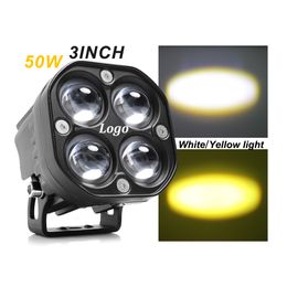 Wholesale of new four leaf clover spotlights, popular square 4 spotlights, dual Colour LED lights for cars and motorcycles