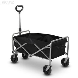 74.5x45.5x84cm 600d Oxford Cloth Steel Frame Flat Folding Style Folding Cart Camping Black Cloth Silver Frame pushcart Wagon garden