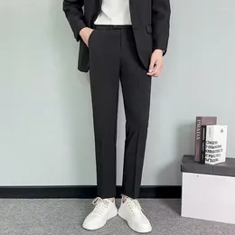 Men's Suits Trousers High Quality Men Formal Office Solid Colour Suit Pants Cropped Trendy Long Pant Leisure Versatile