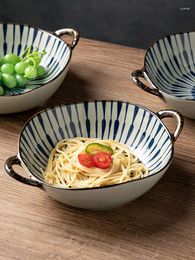 Bowls Double Ear Soup Bowl Household Large Size Ceramic Tableware Ramen Basin Instant Noodle Single