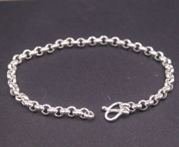 Pure 999 Fine Silver Chain Women Gift Lucky 5mm Cable Rolo Link Bracelet 11g/20cm240125