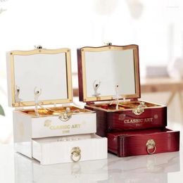 Decorative Figurines 1PC Classic Rotating Music Box Creative Dancing Girl Clockwork Boxes Jewellery Storage With Mirror Ornaments