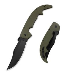 CL Large Survival Folding Knife AUS-10A Stone Wash / Black Blade G10 Handle Outdoor Camping Hiking Tactical Folder Knives with Retail Box