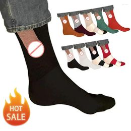 Men's Socks Selling Show Off Funny Penis Sock For Men Christmas Gift Novelty Joke Exposed Prank Printing