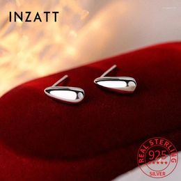 Stud Earrings INZAReal 925 Sterling Silver Smooth Surface Water Drop For Women Trendy Fine Jewelry Minimalist Accessories