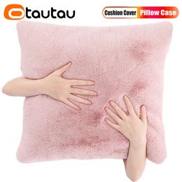 OTAUTAU Top Soft Fuffy Faux Bunny Fur Throw Pillow Case Sofa Couch Cushion Pillows Cover No Filler Baby Pet Bed ZT2TM1T 240129