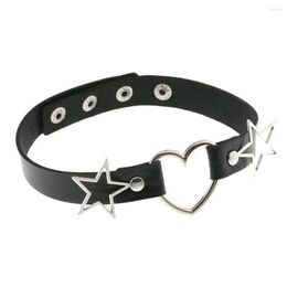 Chokers Choker Punk Pu Leather Heart Star Collares Women Vnitage Statement Necklaces Gothic Jewellery Bijoux Femme238H Drop Delivery Pe Dhqge