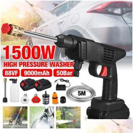Car Washer Cordless High Pressure 50Bar 1500W Rechargeable Wash Gun Electric Water Foam Hine For Makit 18V Battery Drop Delivery M Dh3Y0