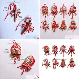 Christmas Decorations Christmas Tree Decoration Ornament Simated Soft Clay Lollipop Red White Candy Cane Pendants Xmas 2023 Decor For Dhapj