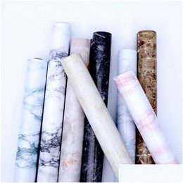 Other Decorative Stickers White Grey Marble Wallpaper Easily Removable Peel And Stick Countertops Kitchen Wall Stickers 0.6X1M Drop De Dhq5C