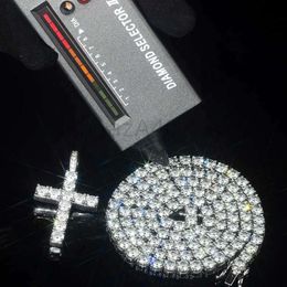 necklace moissanite chain Pendant Cross Hip Hop Vvs Moissanite Diamond Tennis Chain 925 Silver for Women Men Jewellery