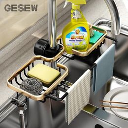 Kitchen Storage GESEW Faucet Rack Holder Adjustable Aluminium Sink Drain Sponge Shelf Organiser For Accessories