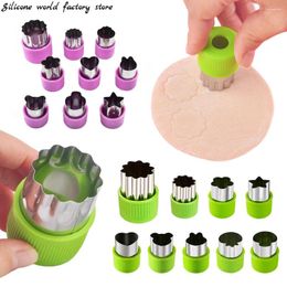 Baking Tools Silicone World 9Pcs/set Cookie Cutter Embosser Vegetable Portable Stainless Steel Fruit Cutting Die Kitchen