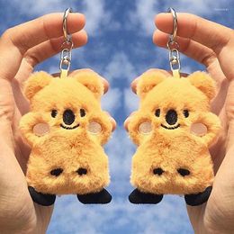 Keychains Cute Plush Groundhog Keychain Fluffy Stuffed Animal Koala Doll Toy Imitation Fur Key Holder Backpack Pendant Girl Gift