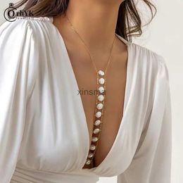 Other Jewellery Sets Bohemia Imitation Pearl Cross Chest Breast Belly Body Waist Chain Necklace For Women Bikinis Summer Beach Jewellery Accessories YQ240204