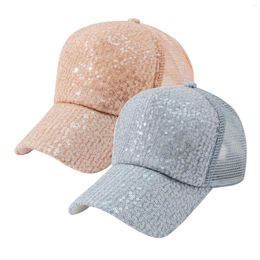 Ball Caps Women Baseball Cap Mesh Snapback Hat Casual Sport Sun Sequins Shining Hip Hop Adjustable Hats Casquette L2