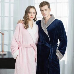 Women's Sleepwear Autumn And Winter Flannel Nightgown Plus Velvet Thickening Couple Style Men's Long Pyjamas Cute Home Clothes