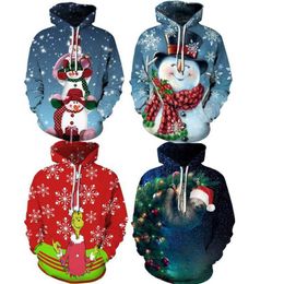 Men's Hoodies Sweatshirts 2022 New Snowman Santa Claus 3d Digital Printed Casual Fashion Trendy Sweater Iy6y