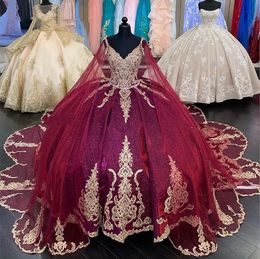 Sweetheart Princess Red Ball Gown Quinceanera Dresses Beaded Birthday Party Gowns Appliques Graduation Vestido De 15 Anos s