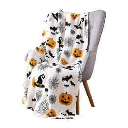 Blankets Halloween Pumpkin Bat Blanket Holiday Printed Flannel Cover Fuzzy Non Static Huge Knitted