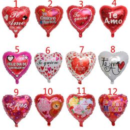 50pcs 18inch Spanish Bride and Groom I Love You foil mylar balloons Love Heart wedding Valentine's day helium balloon globos2882