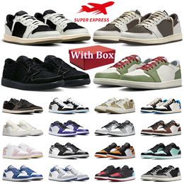 With Box 1s Year of the Dragon 1 Low Basketball Shoes Black Phantom Reverse Mocha Court Purple Wolf Grey mens trainer