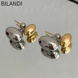 Stud Earrings Bilandi Modern Jewellery 925 Silver Needle Splicing Colour Front Gold For Girl Women Ear Back Drop Accessories