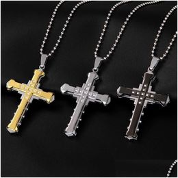 Pendant Necklaces Great Necklaces Pendants For Sier/Black Colour Male Friend Gift Mens Hip Hop Jewellery Stainless Steel Necklace Drop D Dhmah