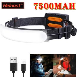 Headlamps USB Rechargeable COB Headlamp 31 SMD Portable Headlight Built-in 7500Mah Battery Flashlight Ultra Wide Angle Head Torch