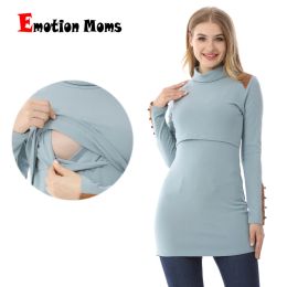 Dresses Emotion Moms New Turtleneck Maternity clothes dress Breastfeeding pregnancy clothes for Pregnant Women maternity dresses