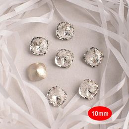 10mm Large Birds Nest Fat Square Nail Art Rhinestone High Quality K9 Glass Crystal Diamond 3D Manicure DIY Decoration 240202