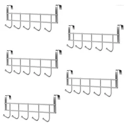 Hangers 5X Over The Door 5 Hooks Home Bathroom Organiser Rack Clothes Coat Hat Towel Hanger Stainless Steel Good Load-Bearing