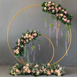 Wedding Decor Props Metal Circle Frame Backdrop Decor Wedding Arch Wrought Iron Shelf DIY Party Decoration Round Flower Stand Y200220e