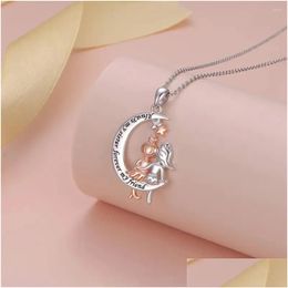 Pendant Necklaces Fashion Girls On The Moon Necklace For Sisters Women Exquisite Star Clavicle Chain Gifts Friend Girl Drop Delivery Dhwrn