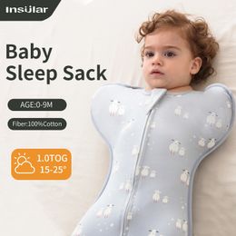 born Baby Sleeping Bags Raised Hand Antishock Cotton Printed Sleepsacks Swaddle Blanket Born Items 240131