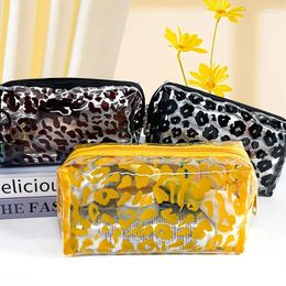 Cosmetic Bags Clear Leopard Print Travel Make-up Bag High Capacity Dust-proof Waterproof Toiletries Pouch Organizer For Daily