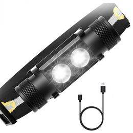 Headlamp 18650 headlight dual Luminus SST40 LED 1200lm USB Rechargeable lamp 240124