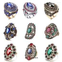 Cluster Rings Vintage Middle Eastern Ethnic Style Creative Crystal Resin Women's Ring 2024 Gorgeous Party Turkish Jewellery Accessories