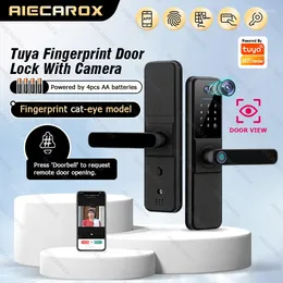 Smart Lock Wifi Digital Electronic Door Biometric Fingerprint Card Password Key Unlock Tuya App Remote Unlocking