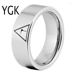 Wedding Rings YGK Brand Jewellery 8MM Width 14th Degree MASONIC Silver Colour Pipe Cut Tungsten Carbide Ring For Man And Woman's