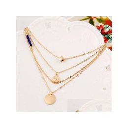 Pendant Necklaces Necklaces Pendant Gold Layered Long Stone Charms Necklace Collier Plastron Beautifly Set Statement Drop Delivery Jew Dhli3