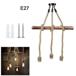 Pendant Lamps 1m 3 Head LED Industrial Chandelier Retro Hemp Rope Ceiling Lamp Dining Room Kitchen Accessories