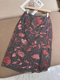Skirts Spring Hand Crafted Sequinned Exquisite Silk Skirt