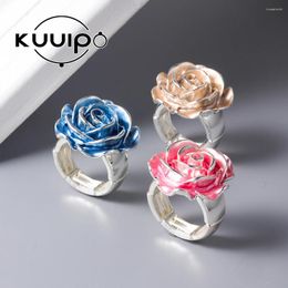 Cluster Rings Blue Flowers Decoration Jewellery Summer Unique Holiday Gift Accessories Original Women 2024 Jewellery Beauty Ring For