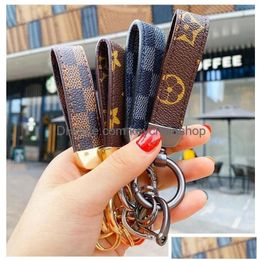 Keychains & Lanyards Keychains Lanyards Luxury Designer Correct Monogram Leather Keychain Charm Brand Keyring Holder For Men Gift Fas Dhonf