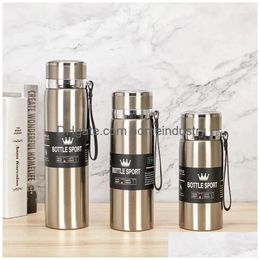 Water Bottles Straight 316 Stainless Steel Insated Cup Outdoor Portable Vacuum High-End Large Capacity Vehicle Mounted Drop Delivery Dhetq